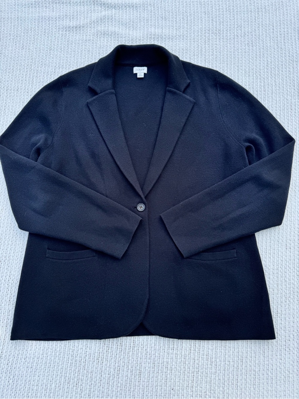 J.Crew Schoolboy Sweater Blazer Black Women's XL Cotton Knit